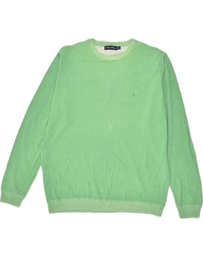 CONTE OF FLORENCE Womens Crew Neck Jumper Sweater UK 20 2XL Green Cotton | Vintage Conte of Florence | Thrift | Second-Hand Conte of Florence | Used Clothing | Messina Hembry 