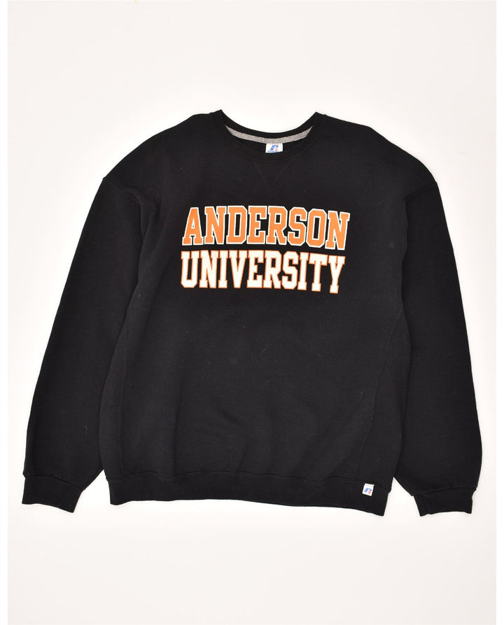 RUSSELL ATHLETIC Mens Graphic Sweatshirt Jumper 2XL Black Cotton Vintage Russell Athletic and Second-Hand Russell Athletic from Messina Hembry 