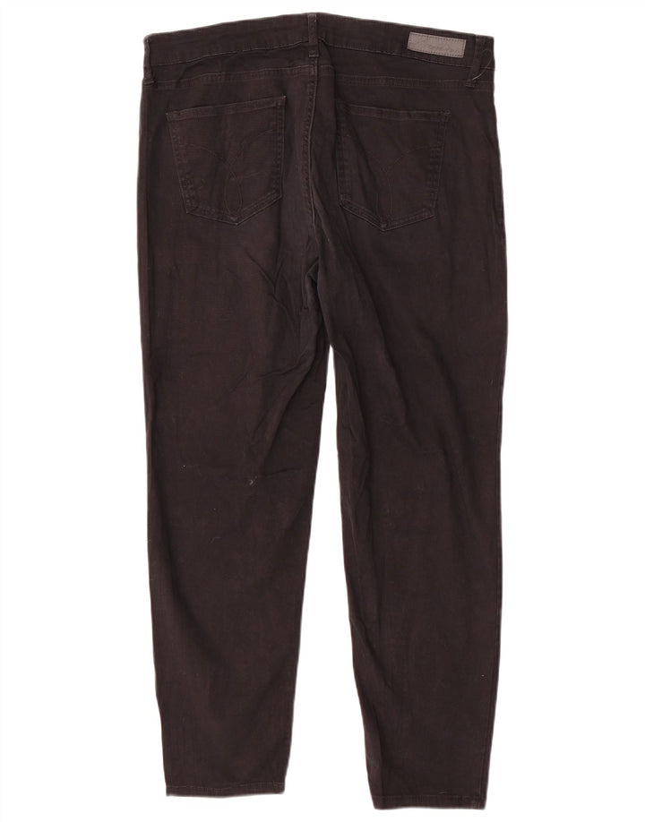 CALVIN KLEIN Womens Skinny Casual Trousers US 14 XL W34 L26 Black Cotton