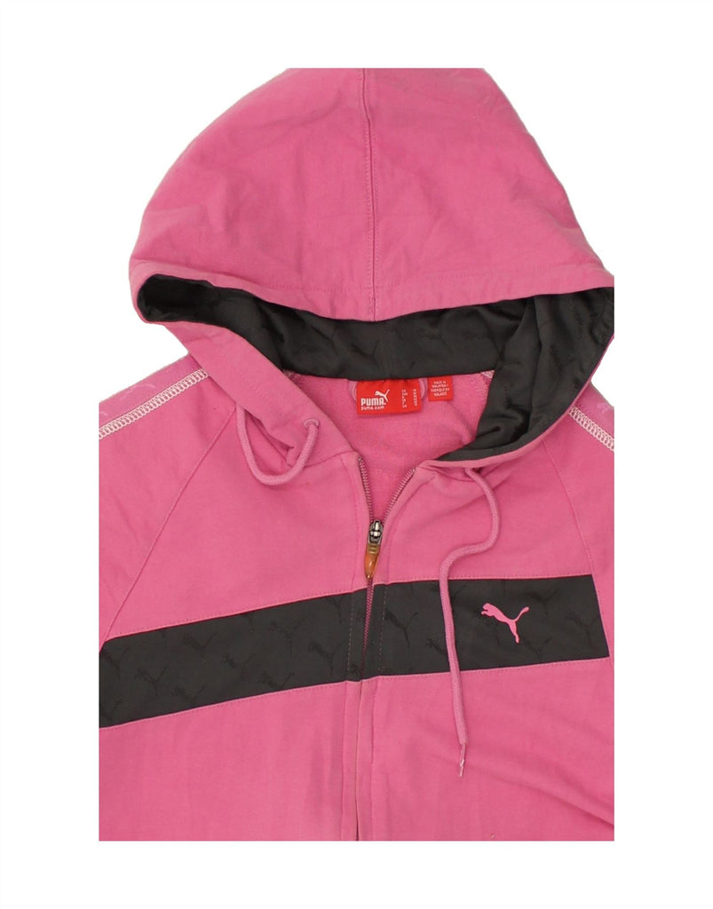 PUMA Womens Zip Hoodie Sweater UK 12 Medium  Pink Cotton | Vintage Puma | Thrift | Second-Hand Puma | Used Clothing | Messina Hembry 