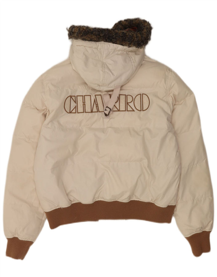 Charro Mens Graphic Hooded Padded Jacket UK 36 Small White Polyester