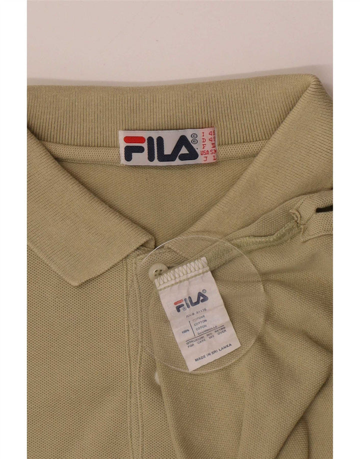Fila Mens Polo Shirt IT 48 Medium Khaki Cotton