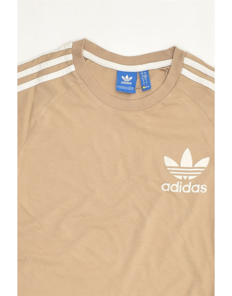 ADIDAS Womens T-Shirt Top UK 10 Small Beige Cotton | Vintage Adidas | Thrift | Second-Hand Adidas | Used Clothing | Messina Hembry 