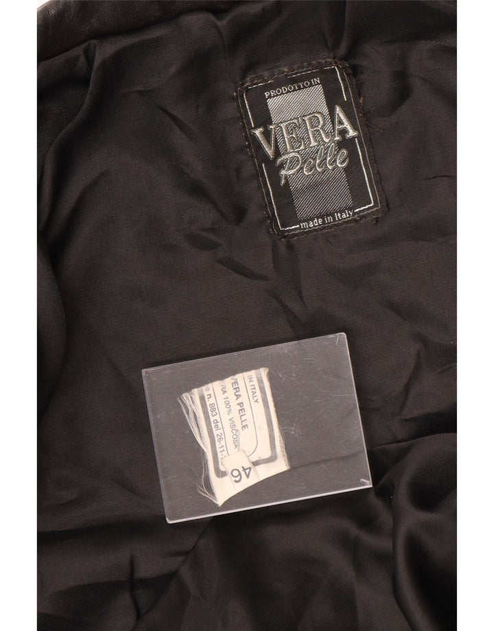 VINTAGE Womens Leather Jacket IT 46 Large Black Leather