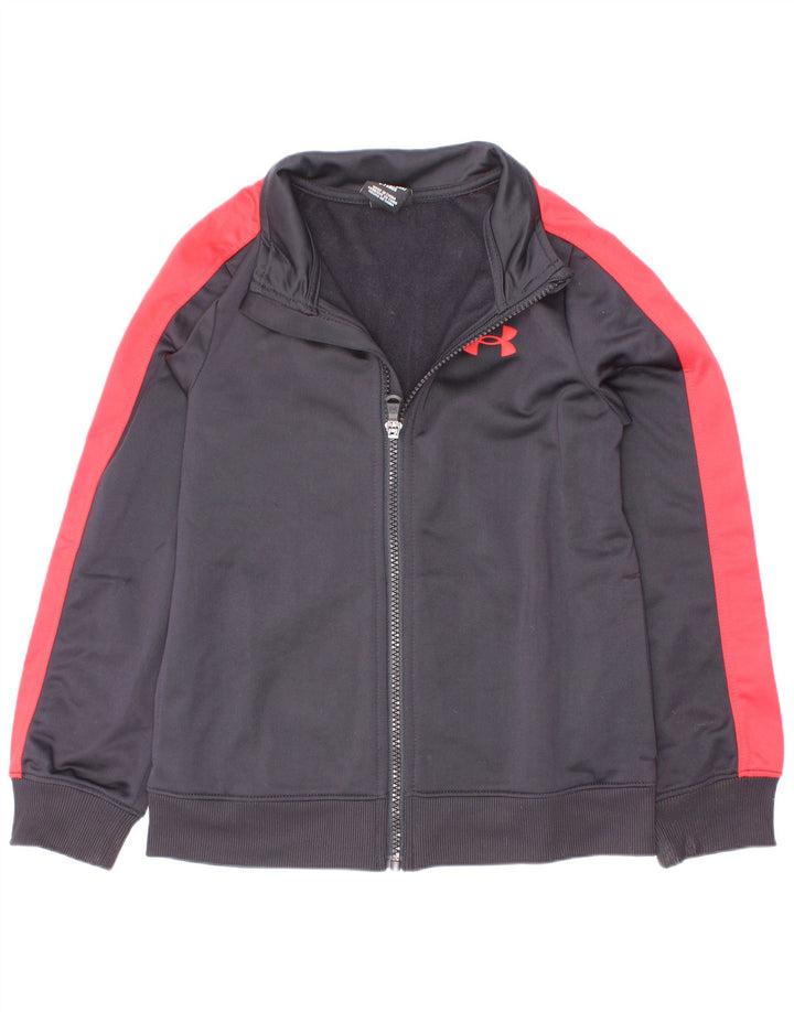 Under Armour Boys Tracksuit Top Jacket 6-7 Years Black Colourblock