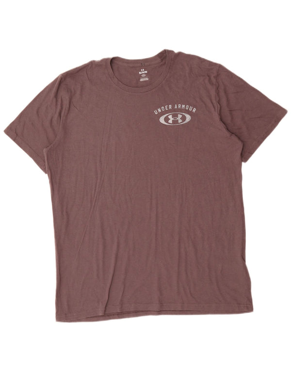 Under Armour Mens Graphic T-Shirt Top XL Brown Cotton