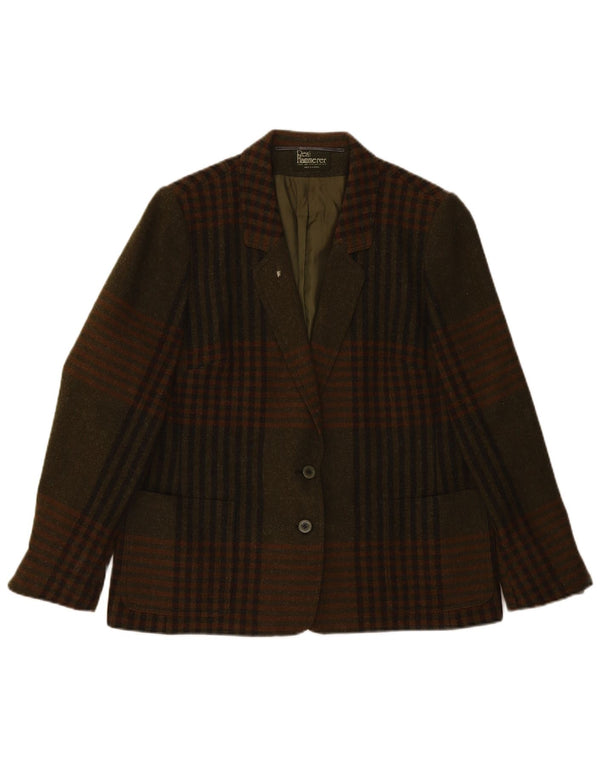 Resi Hammerer  Womens 2 Button Blazer Jacket IT 44 Medium Khaki Check Wool