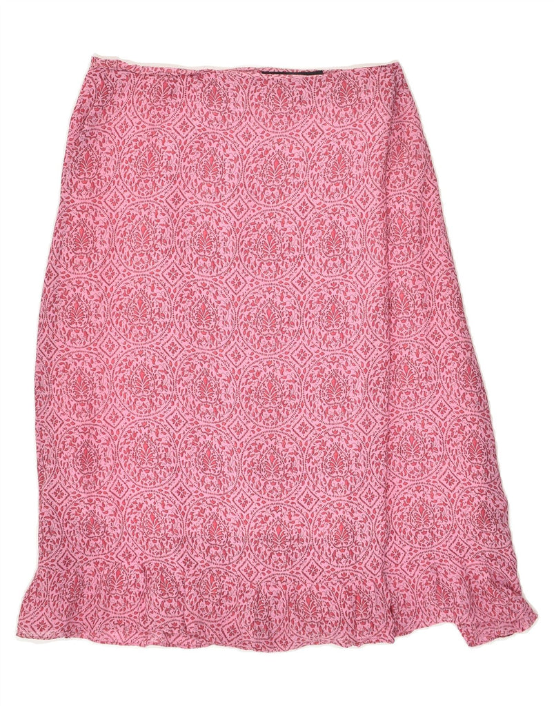 OUI SET Womens Straight Skirt UK 14 Medium W30  Pink Paisley Viscose Vintage Oui Set and Second-Hand Oui Set from Messina Hembry 