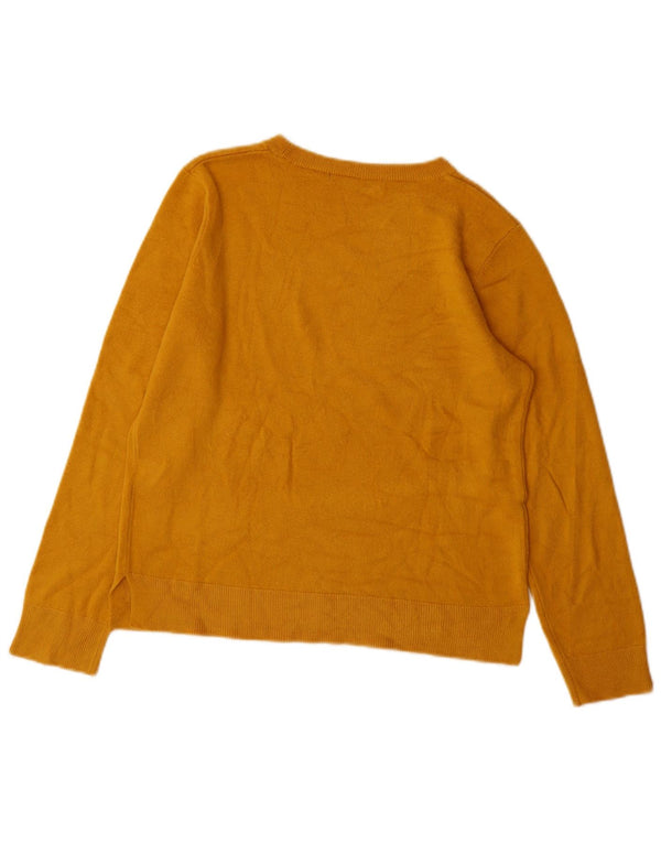 Marks & Spencer Womens Boat Neck Jumper Sweater UK 10 Small Yellow Acrylic