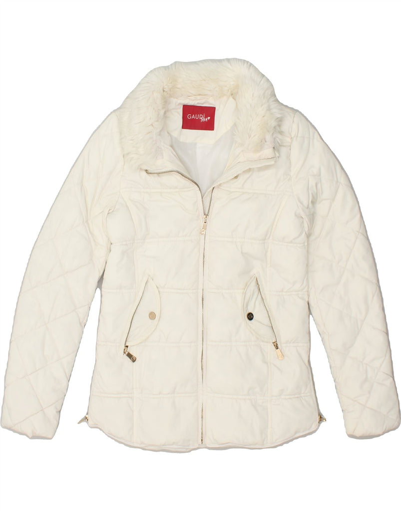 GAUDI Girls Padded Jacket 15-16 Years Off White Polyester | Vintage Gaudi | Thrift | Second-Hand Gaudi | Used Clothing | Messina Hembry 