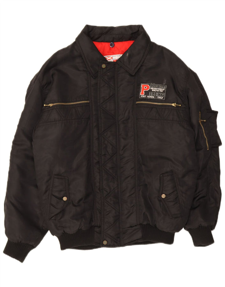 Polbot Mens Padded Bomber Jacket UK 42 XL Black Polyamide
