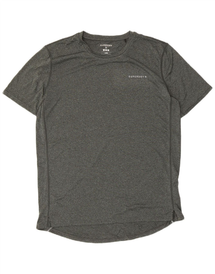 SUPERDRY Mens T-Shirt Top Large Grey Polyester