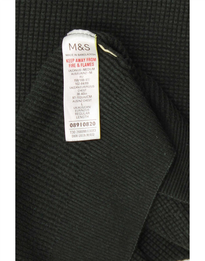 Marks & Spencer Womens Crew Neck Jumper Sweater UK 14 Medium Green