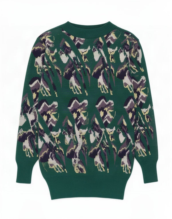 Vintage Womens Longline Boat Neck Jumper Sweater UK 12 Medium Green