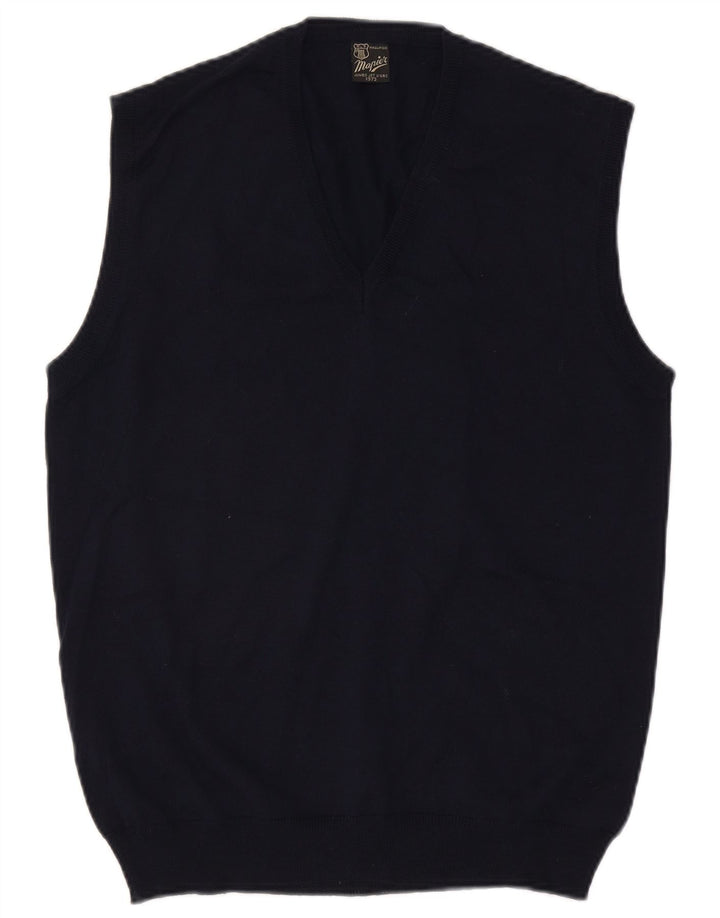MAPIER Mens Vest Tank Top Medium Navy Blue Wool