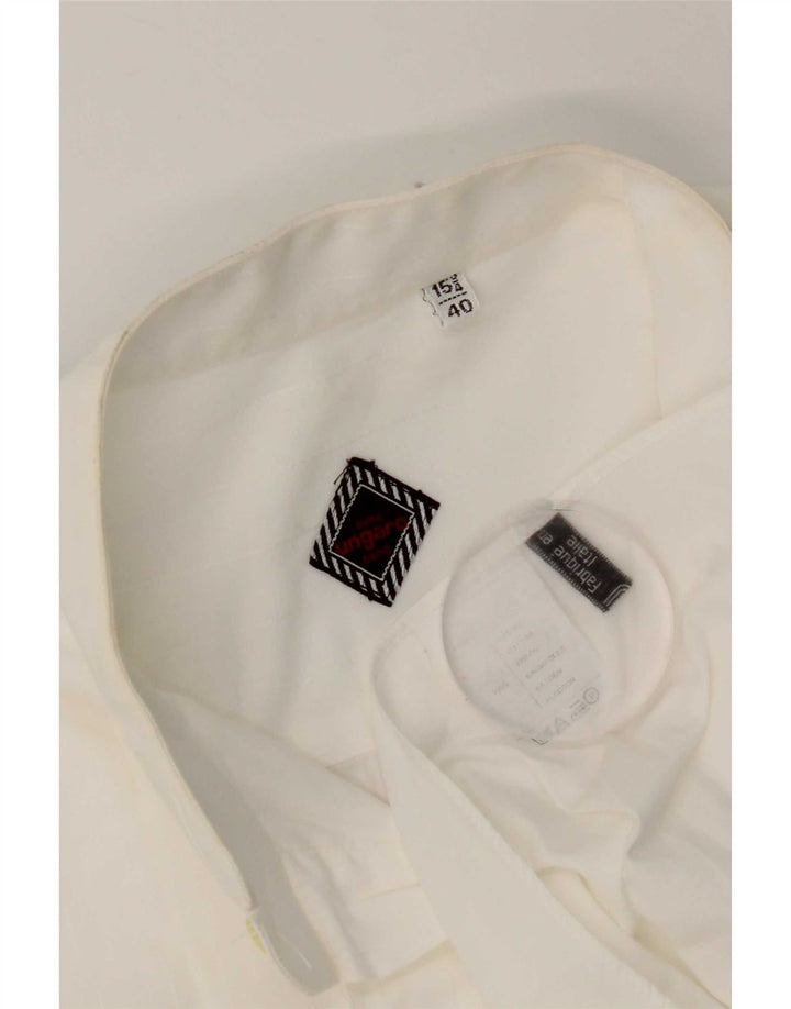 Ungaro Mens Formal Shirt Size 40 15 1/2 Medium White Cotton