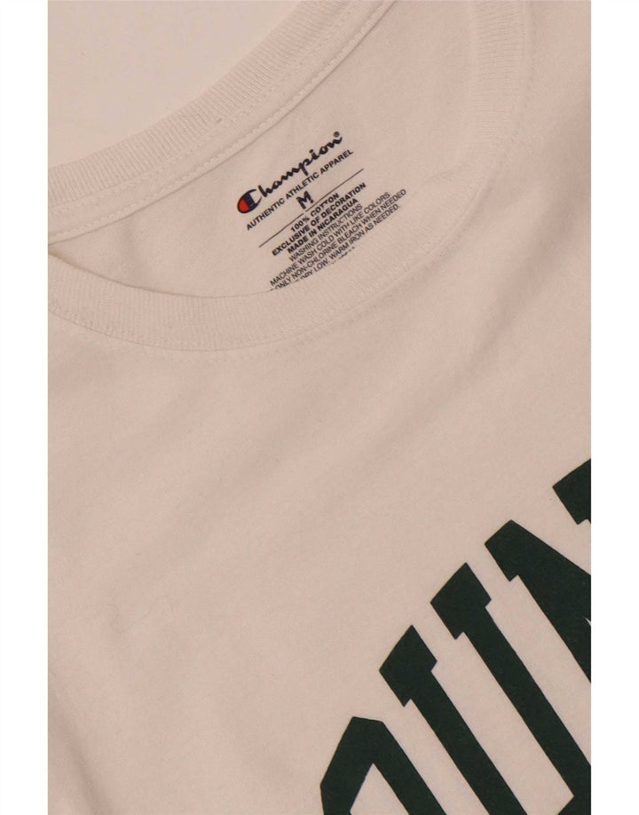 Champion Mens Graphic T-Shirt Top Medium White Cotton