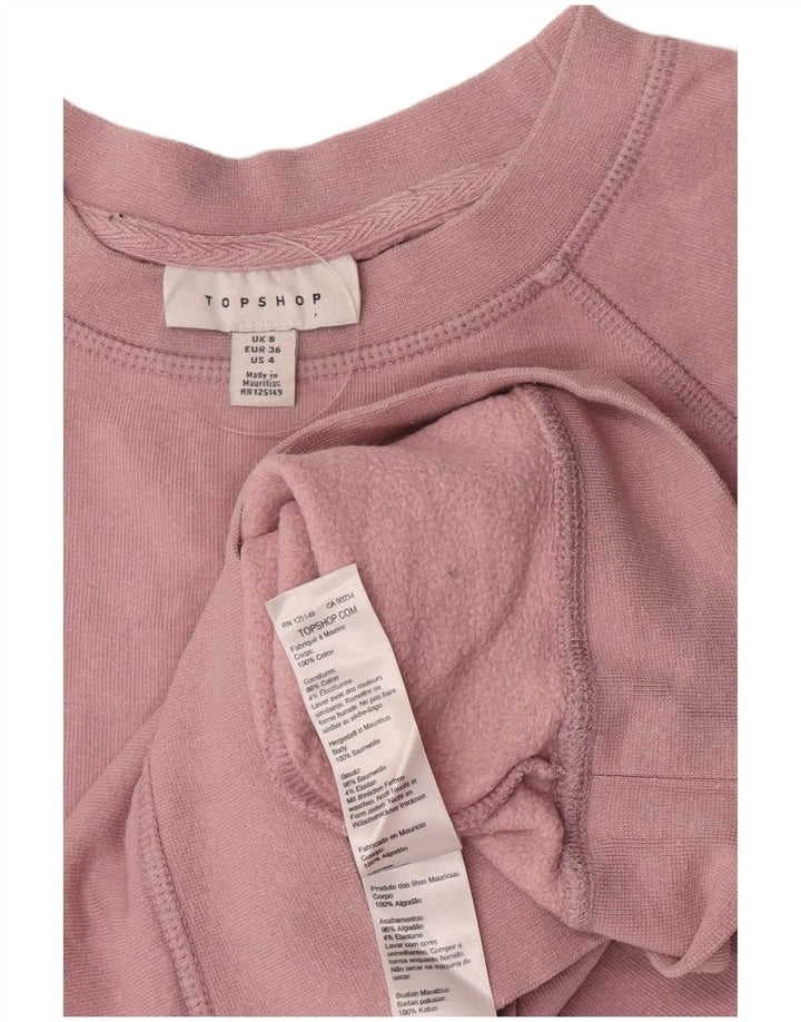 Topshop Womens Oversized Sweatshirt Jumper UK 8 Small Pink Cotton