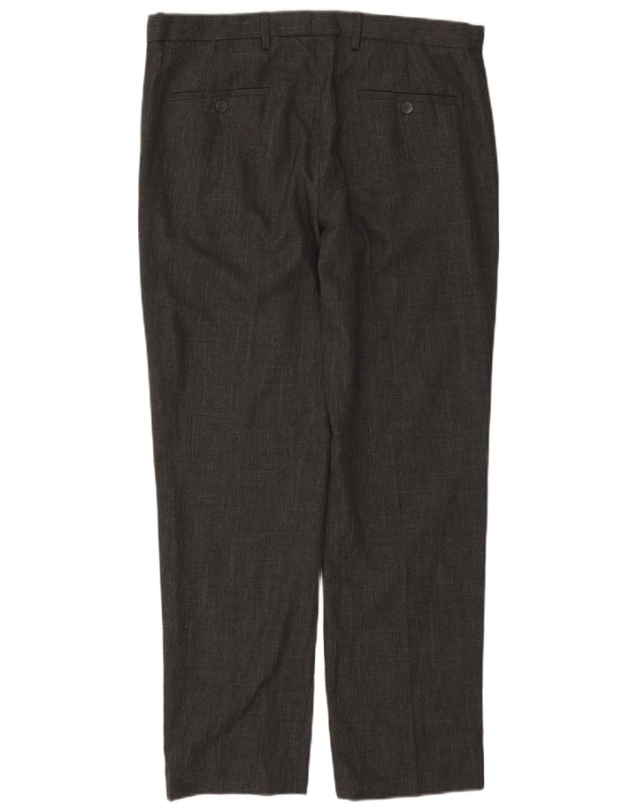 MARKS & SPENCER Mens Straight Suit Trousers W36 L31 Grey Polyester