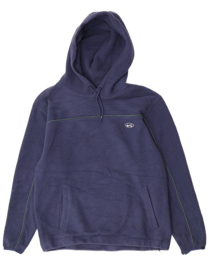 Nike Mens Hooded Fleece Jumper Large Navy Blue Polyester