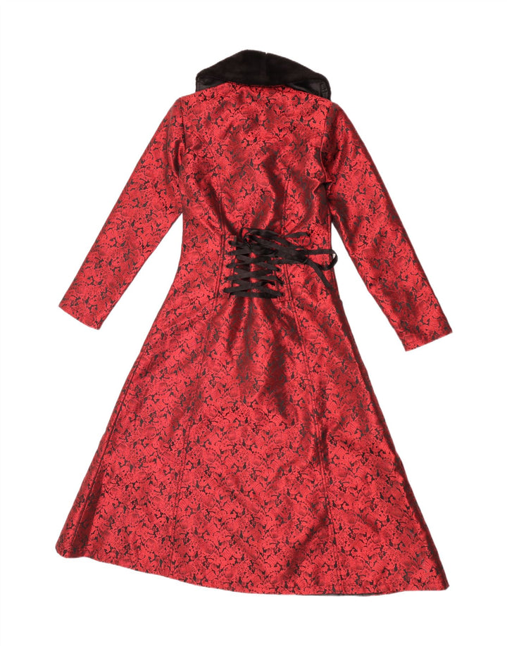 EMP Womens Gothicana Double Breasted Coat UK 10 Small Red Floral Polyester