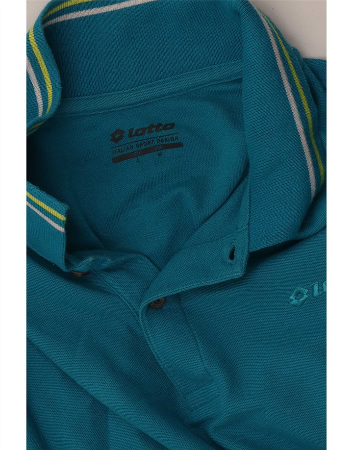 Lotto Mens Polo Shirt Large Blue Striped