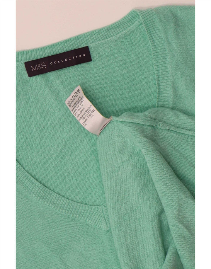 Marks & Spencer Womens Oversized V-Neck Jumper Sweater UK 10 Small Green