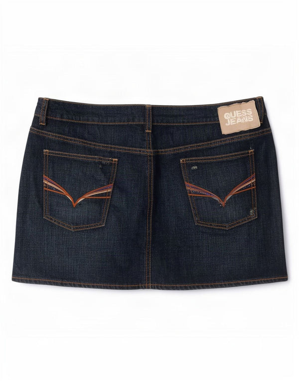 Guess Womens Mini Denim Skirt W32 Large Navy Blue Cotton