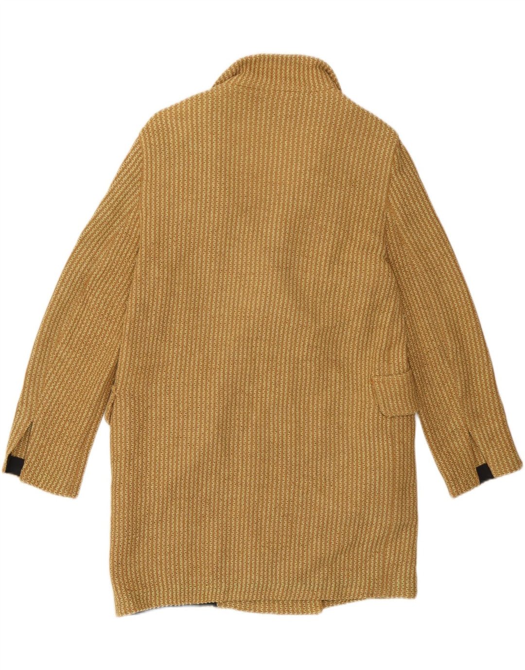 Zara Womens Knit Double Breasted Coat UK 10 Small Yellow Cotton