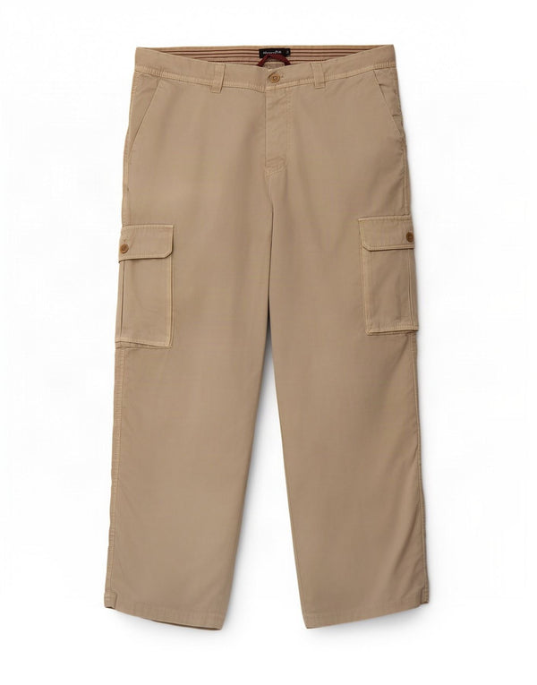 Massimo Dutti Mens Straight Cargo Trousers EU 48 XL W38 L28 Beige Cotton