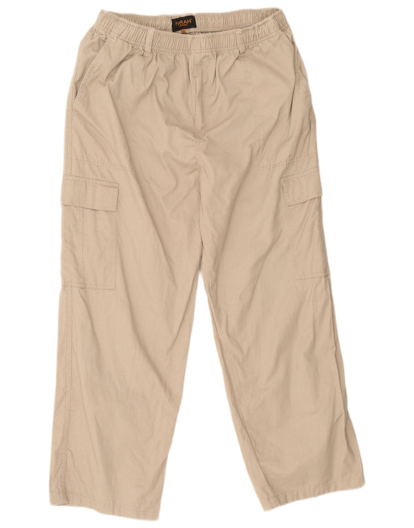 Farah Mens Straight Cargo Trousers XL W34 L27 Beige Cotton