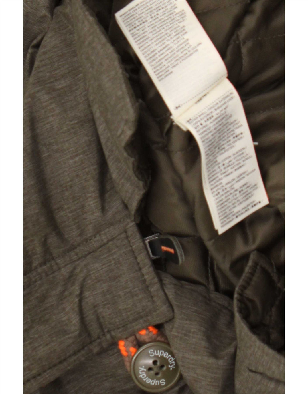 Superdry Mens Hooded Parka Jacket UK 42 XL Khaki Polyester