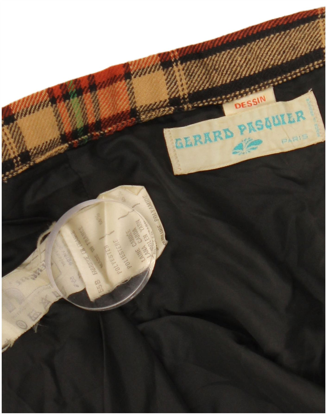 GERARD PASQUIER Womens A-Line Skirt W24 XS Black Check Polyester