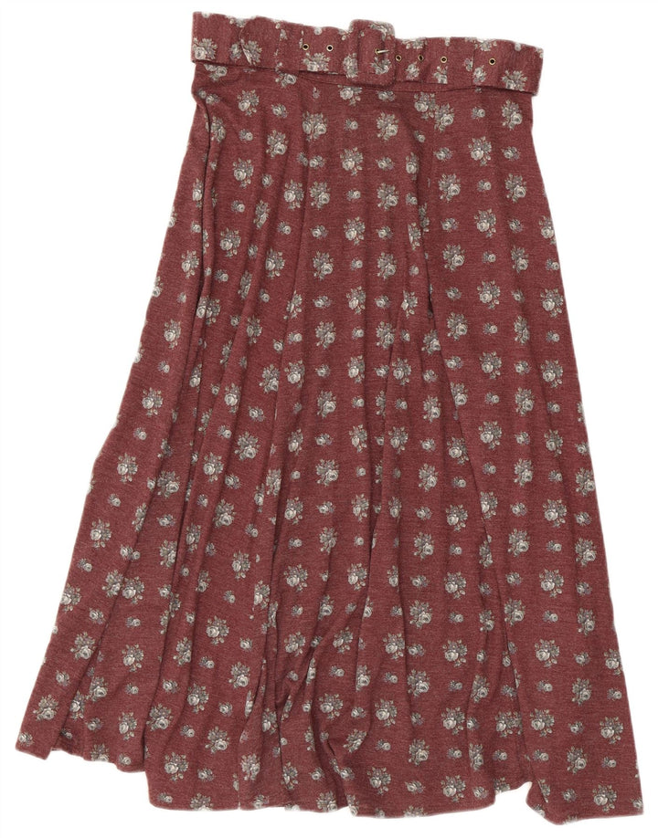 Vintage Womens Flared Skirt IT 44 Medium W30 Burgundy Floral