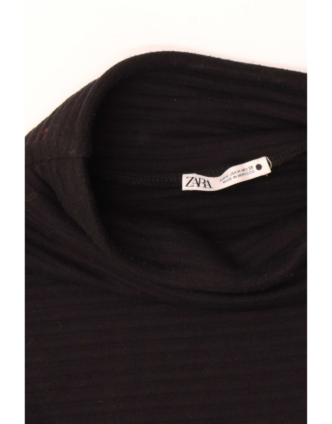 Zara Womens Top 3/4 Sleeve UK 14 Medium Black Polyester
