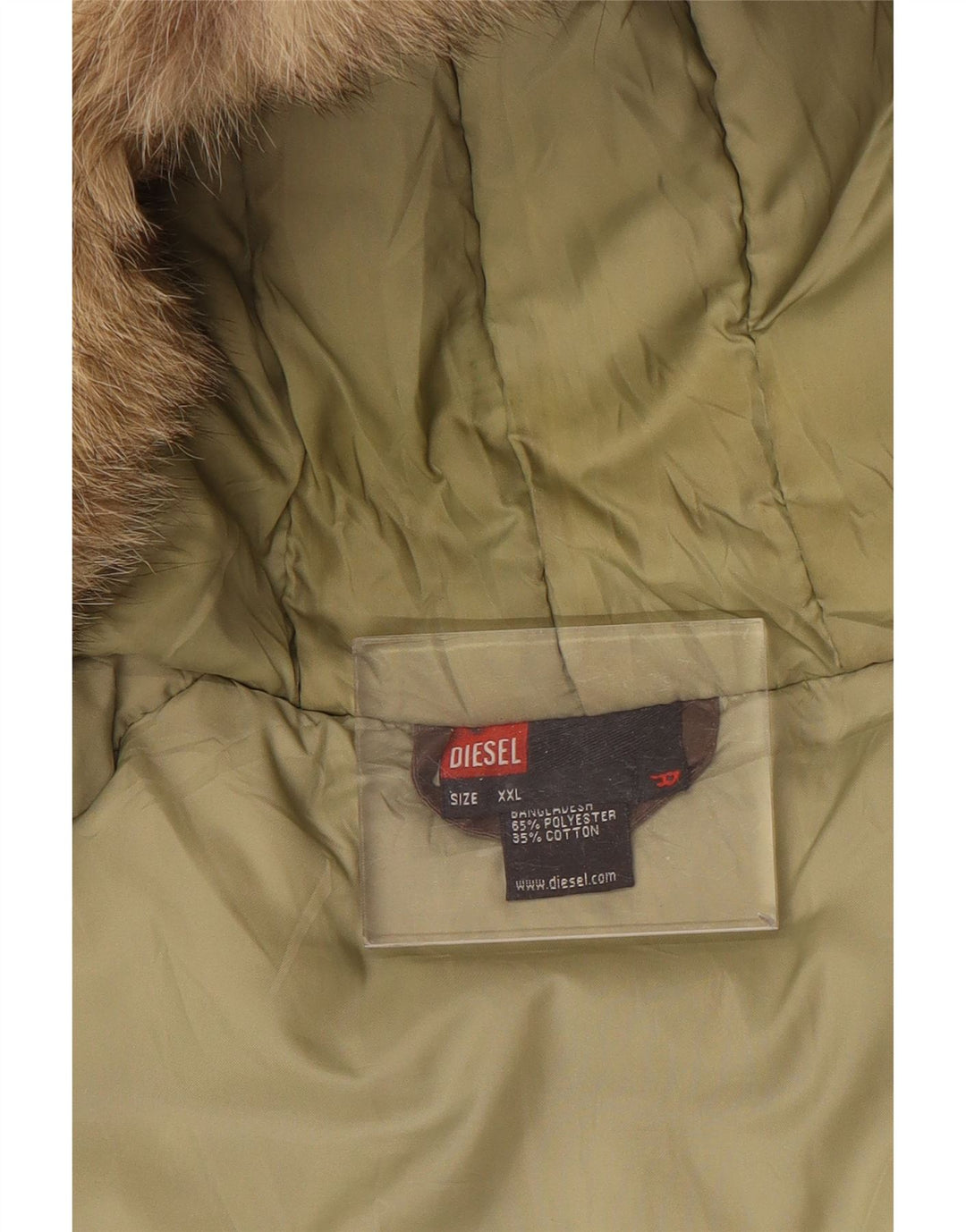 DIESEL Mens Hooded Padded Coat UK 44 2XL Brown Polyester