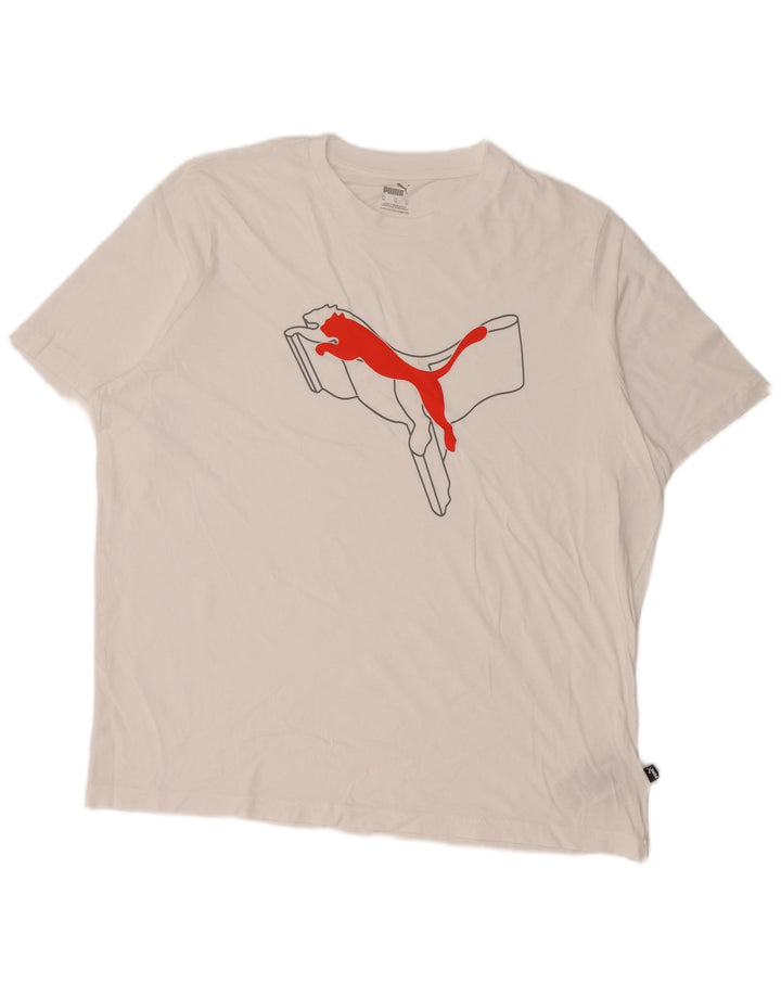Puma Mens Graphic T-Shirt Top XL White Cotton