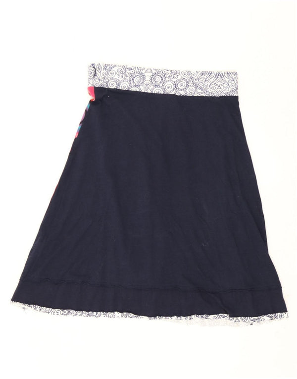 Desigual Womens A-Line Skirt Medium W28 Navy Blue Floral Cotton