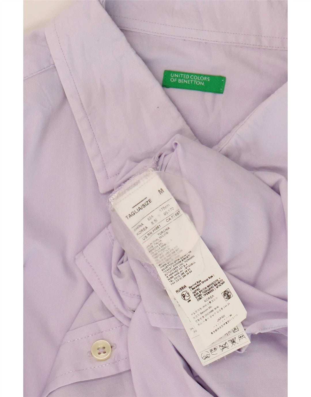 Benetton Mens Shirt Medium Purple Cotton