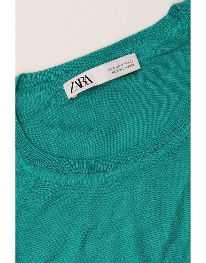 Zara Womens Oversized Boat Neck Jumper Sweater UK 10 Small Green