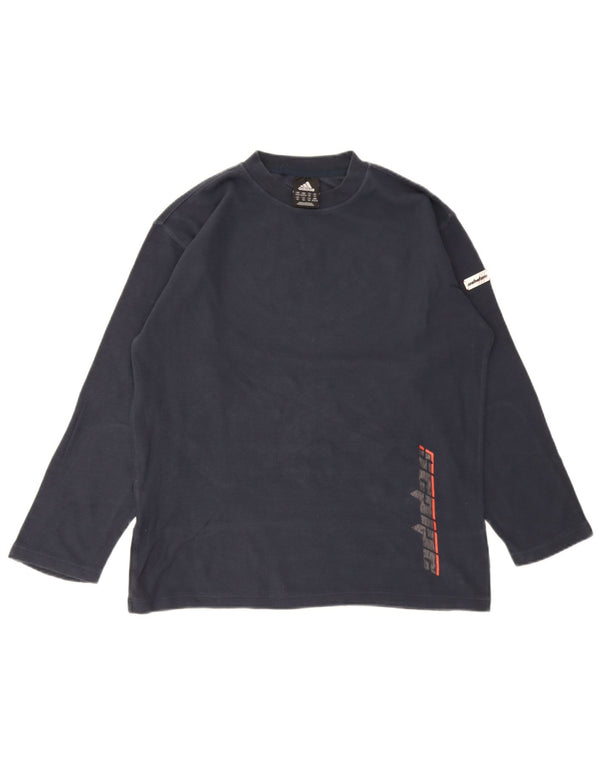 Adidas Boys Graphic Top Long Sleeve 13-14 Years XL Navy Blue Cotton