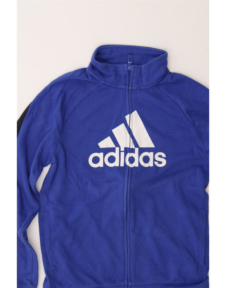 ADIDAS Boys Graphic Tracksuit Top Jacket 11-12 Years Blue Colourblock Vintage Adidas and Second-Hand Adidas from Messina Hembry 