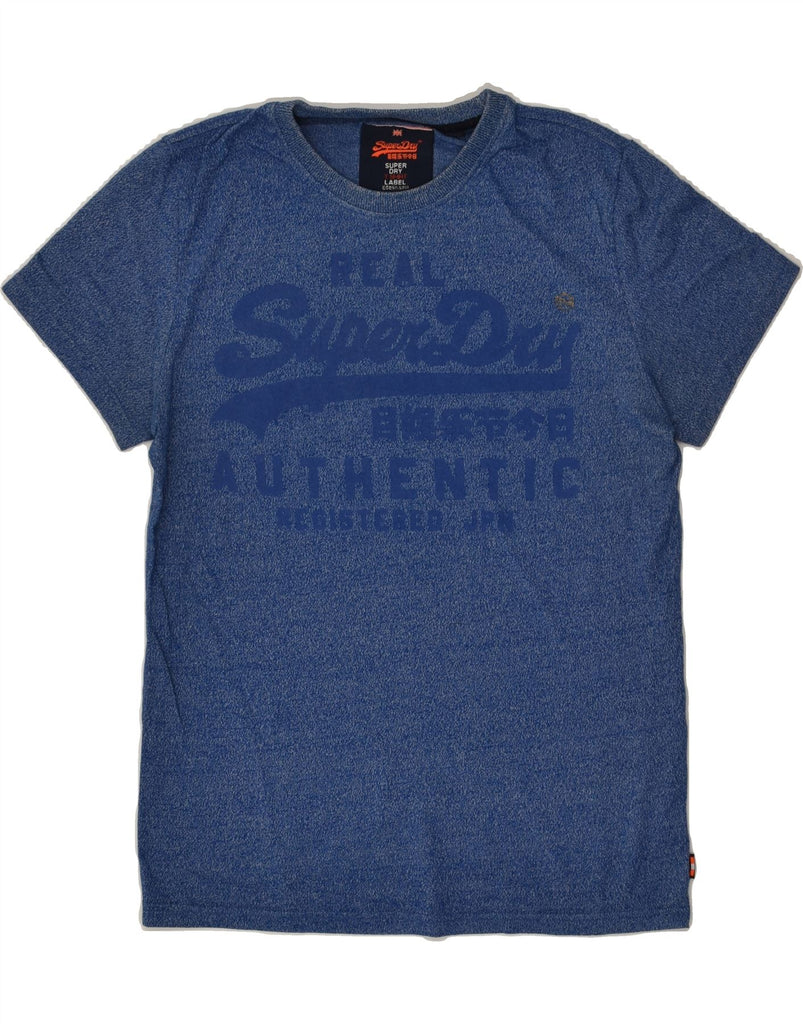 SUPERDRY Mens Slim Graphic T-Shirt Top Large Blue Flecked Cotton | Vintage Superdry | Thrift | Second-Hand Superdry | Used Clothing | Messina Hembry 