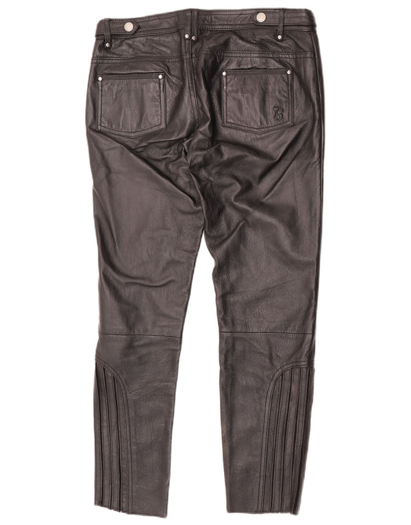 PEPE Jeans Womens Slim Leather Trousers W28 L27 Black Leather