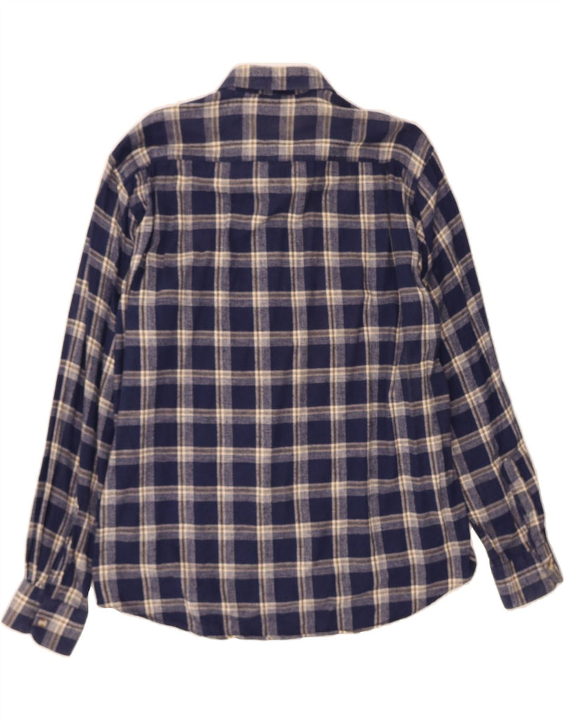 VINTAGE Mens Flannel Shirt XL Navy Blue Check Cotton Vintage Vintage and Second-Hand Vintage from Messina Hembry 