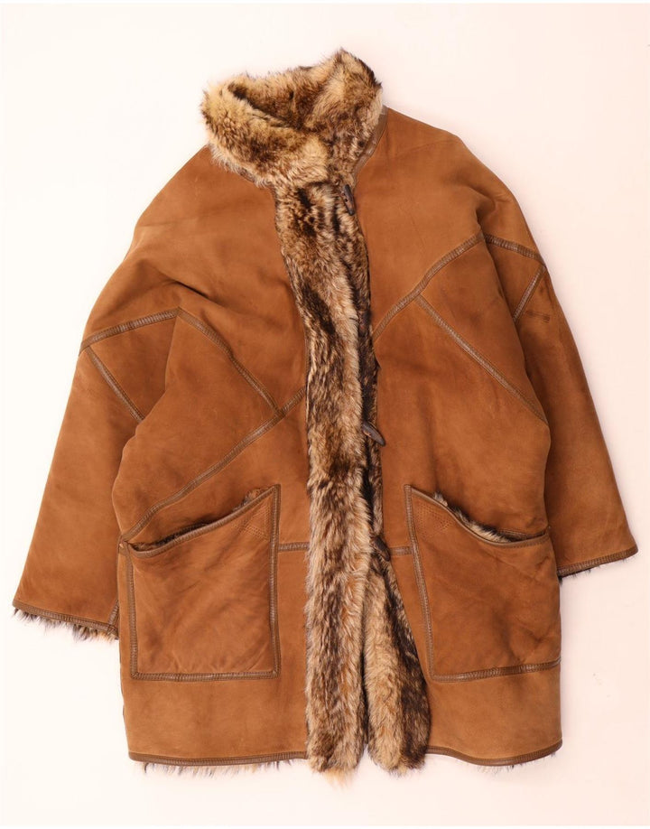 Sinclair Womens Oversized Shearling Coat EU 40 Medium Brown Shearling