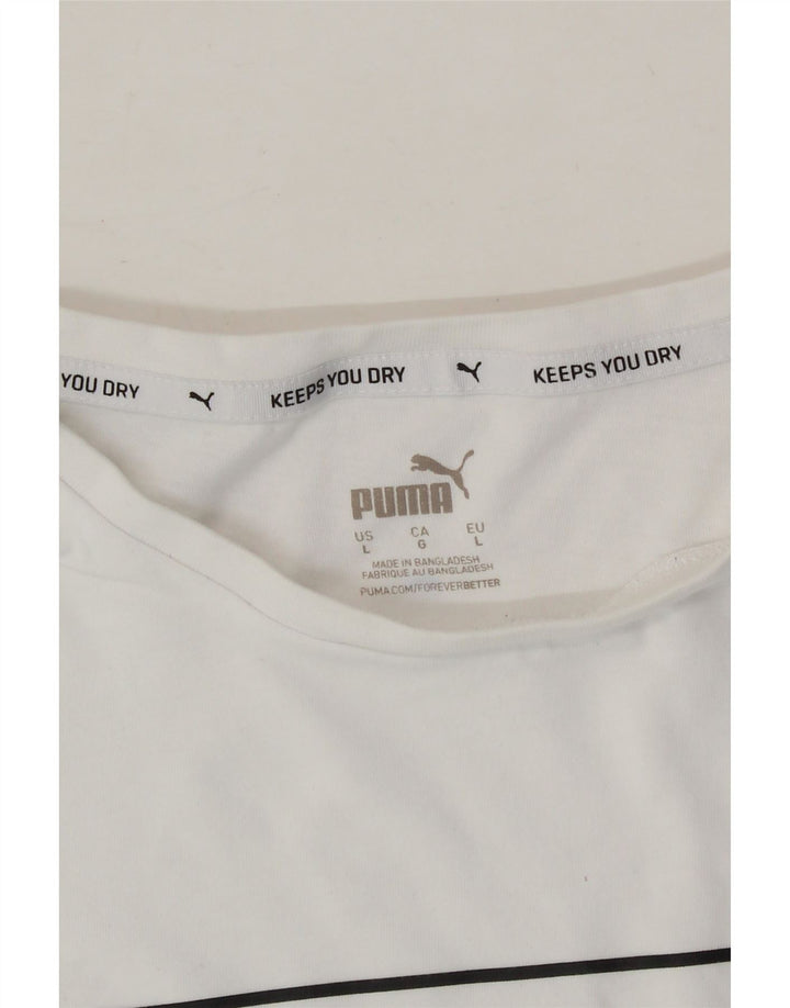 PUMA Mens Graphic T-Shirt Top Large White Vintage Puma and Second-Hand Puma from Messina Hembry 