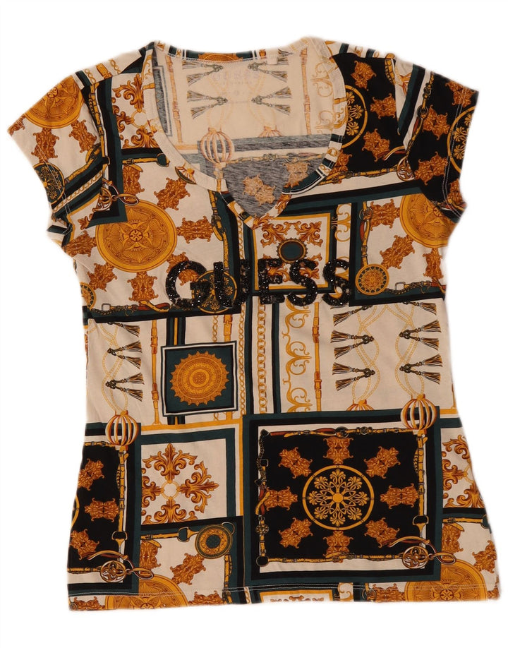 Guess Womens Graphic T-Shirt Top UK 12 Medium Multicoloured