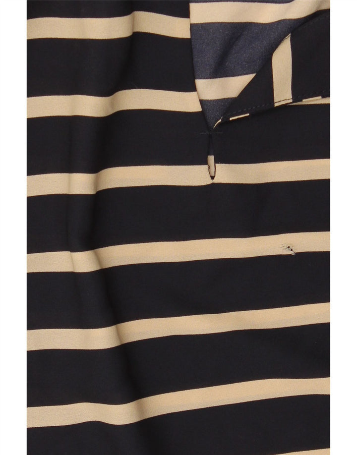 Zara Womens Long Sleeve Blouse Top UK 10 Small Navy Blue Striped