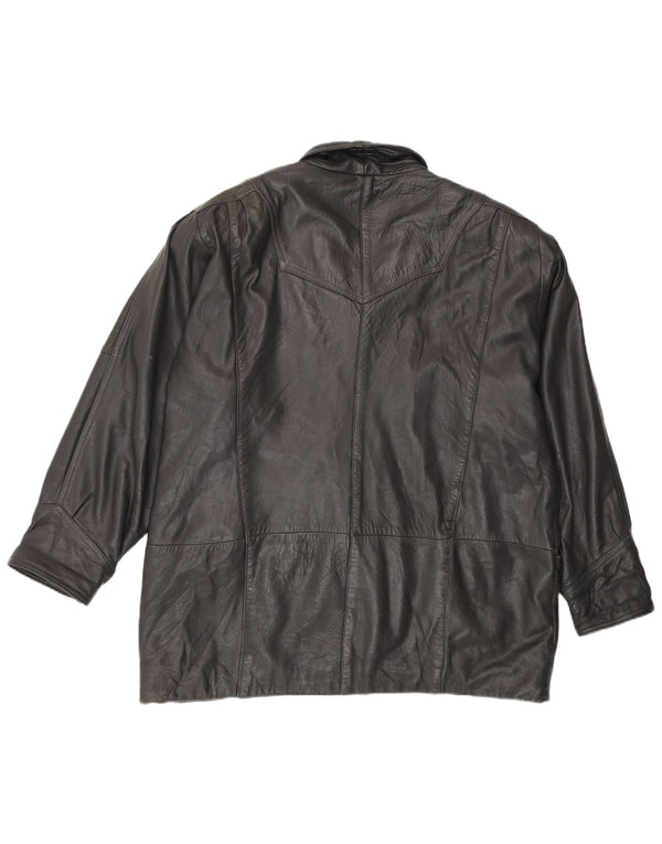 Vintage Womens Leather Jacket EU 48 2XL Black